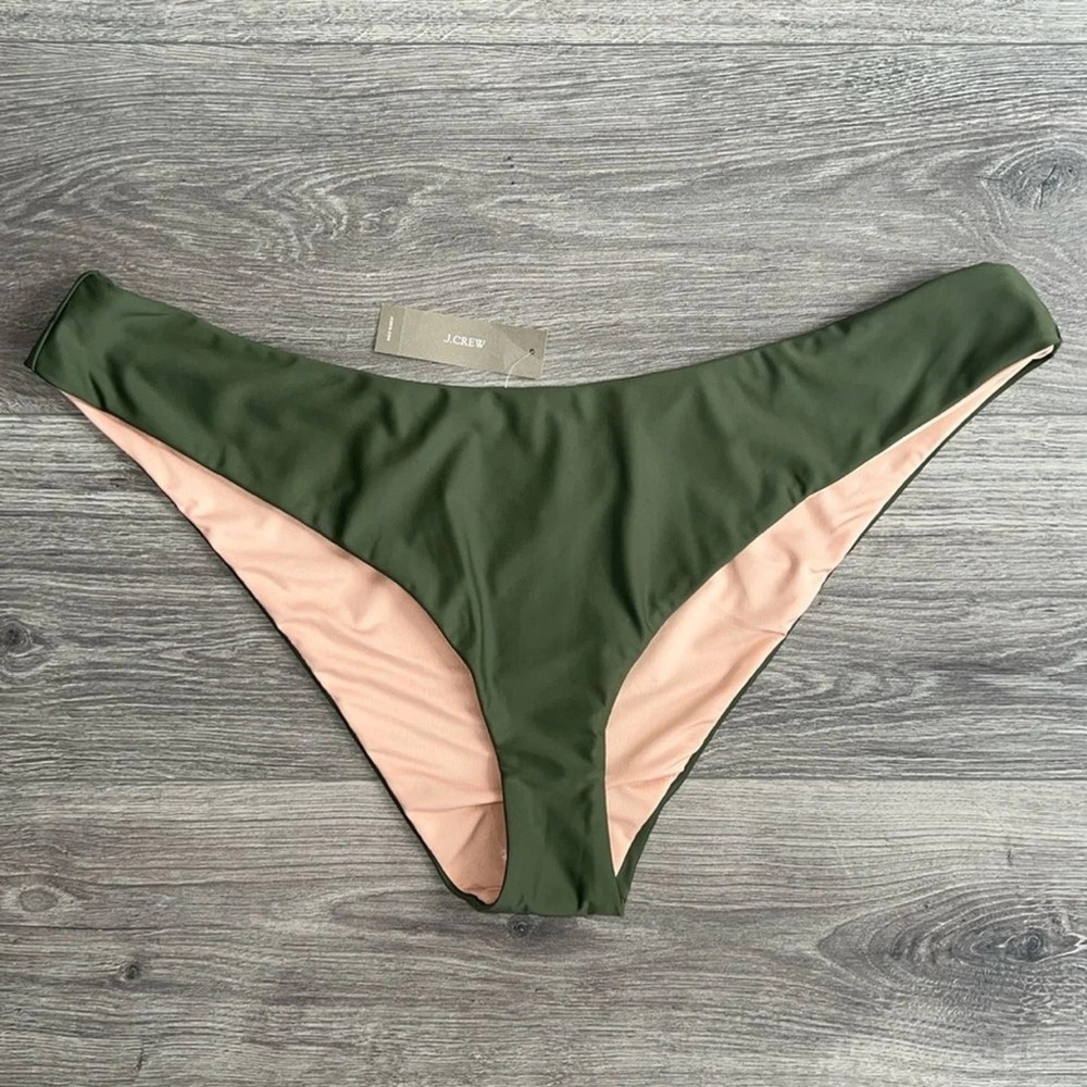 J. Crew Green and Peach Women's Bikini Bottom